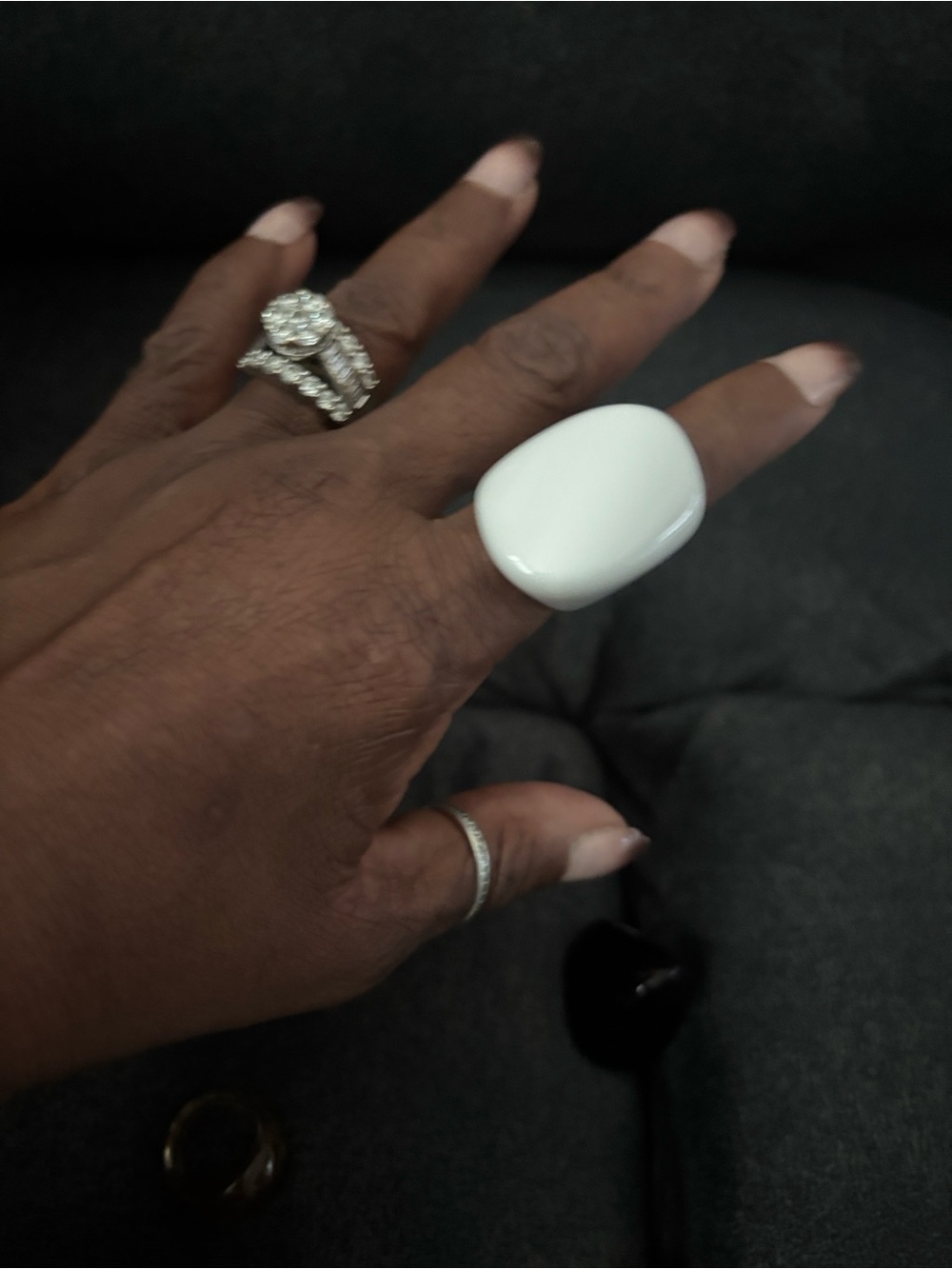 Chunky White Dome Statement Ring